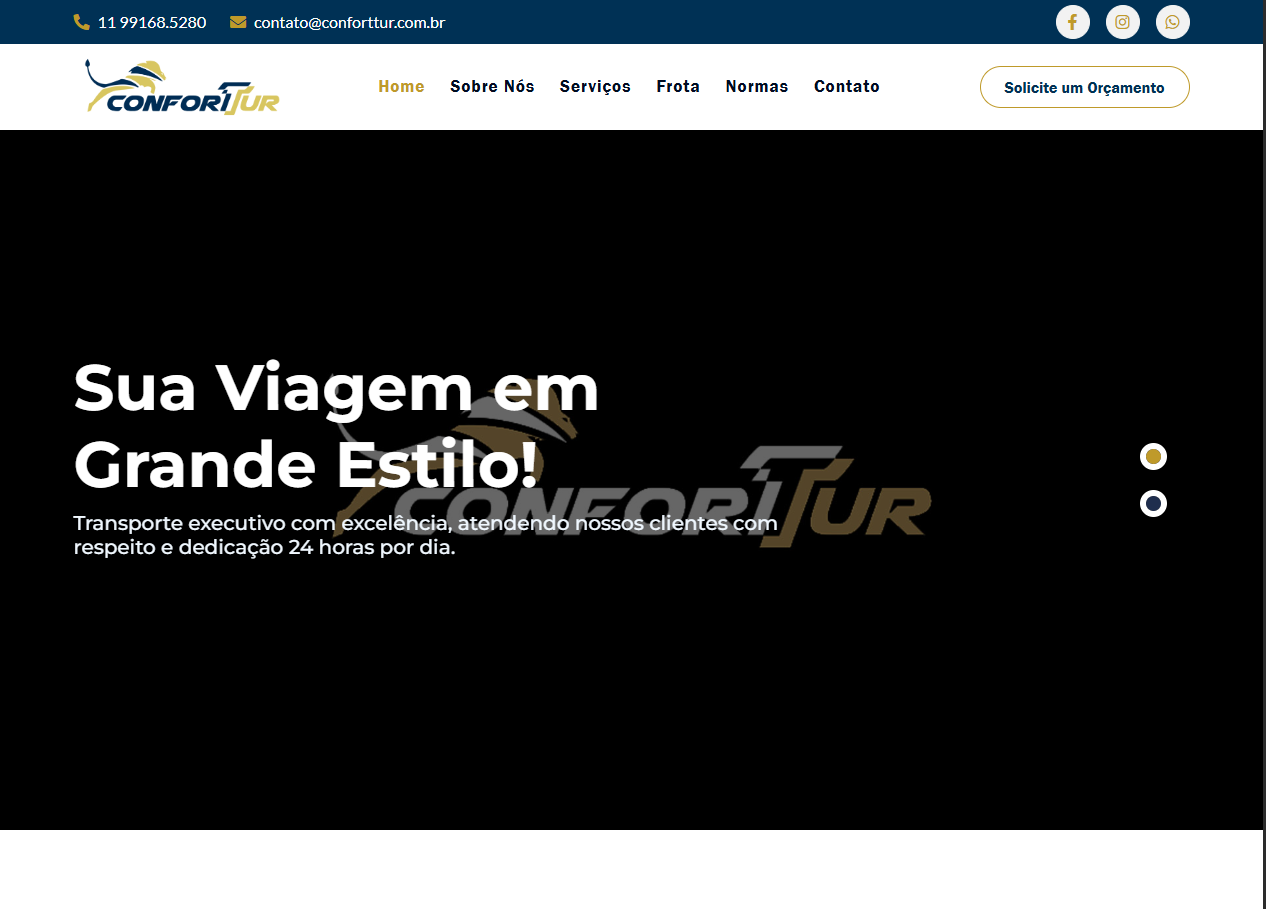 Screenshot do site atual da Confort Tur
